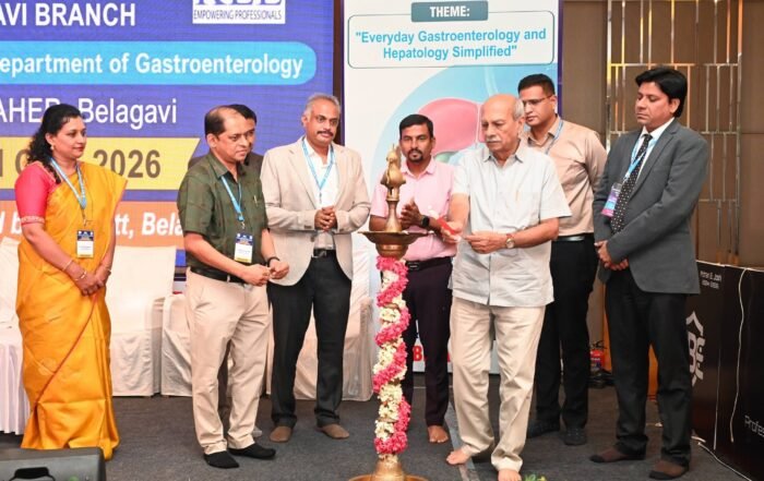 Dr Prabhakar Kore inaugurating the IMA Belagavi Annual CME 2026 on Gastroenterology and Hepatology in Belagavi.