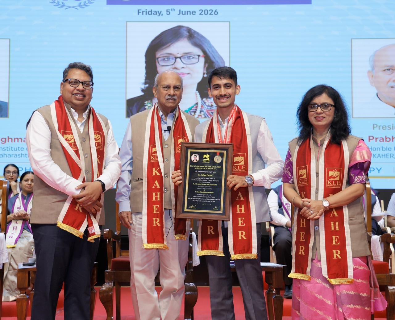 Dr. Prabhakar Kore presides over the KAHER 16th Convocation Ceremony, honoring 40 gold medalists, global healthcare partners, and a green campus milestone.