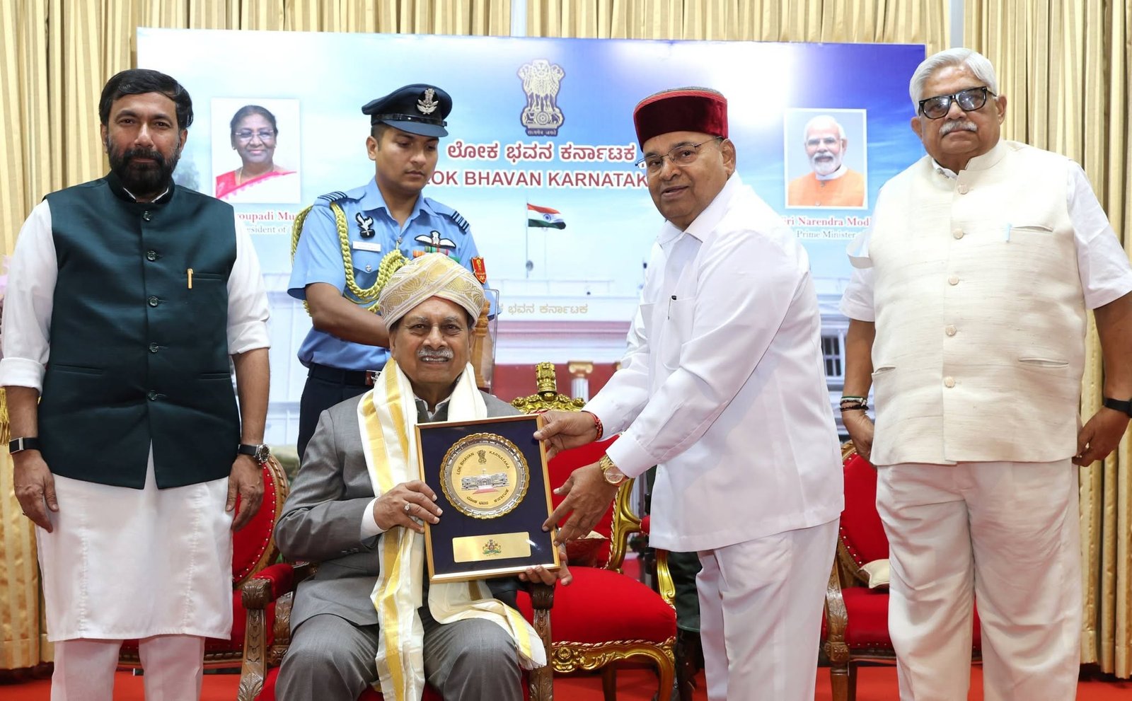 Prabhakar Kore felicitated by Karnataka Governor Thawar Chand Gehlot at Lok Bhavan Bengaluru